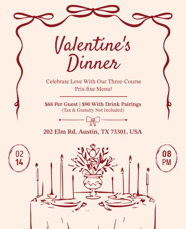 Valentine's Dinner Flyer Template