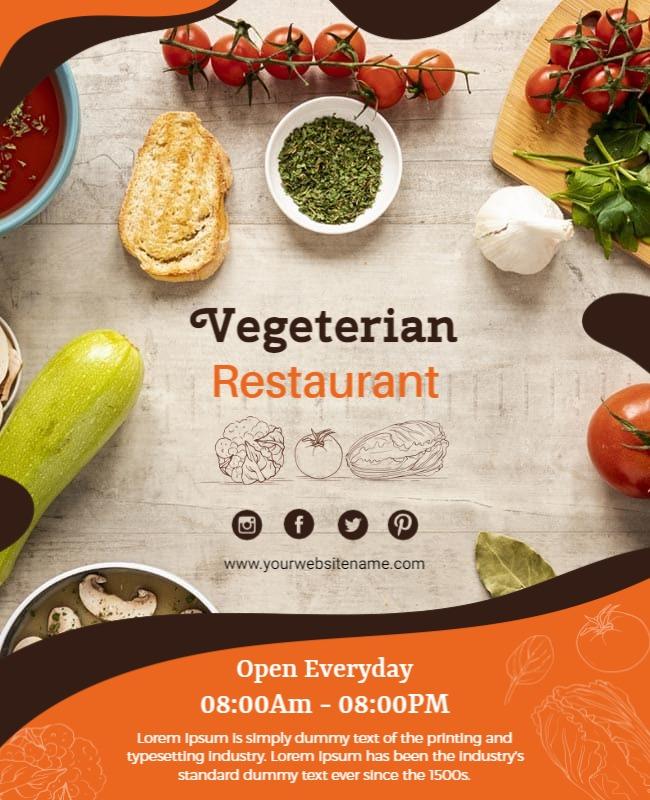 Vegetarian Cuisine Restaurant Promotional Flyer Template