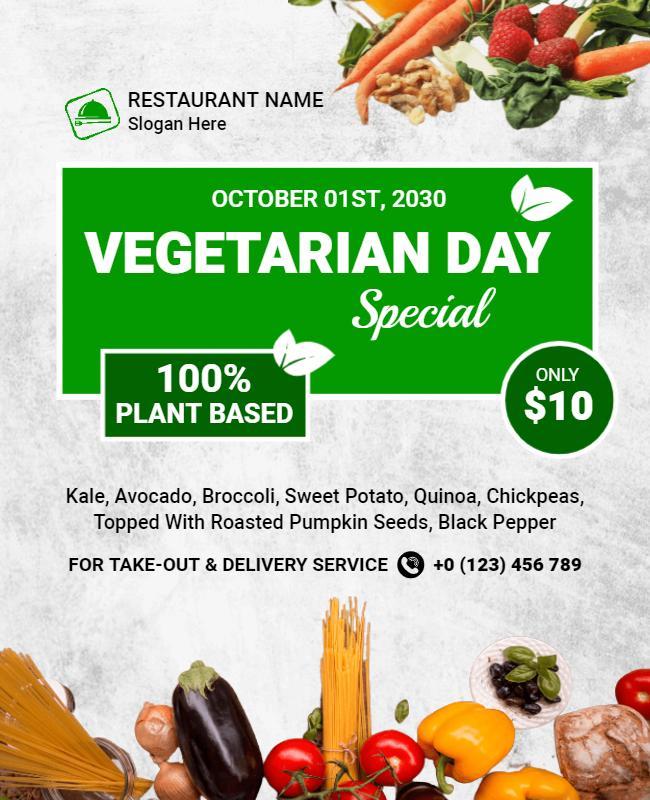 Vegetarian Day Special Restaurant Flyer Template