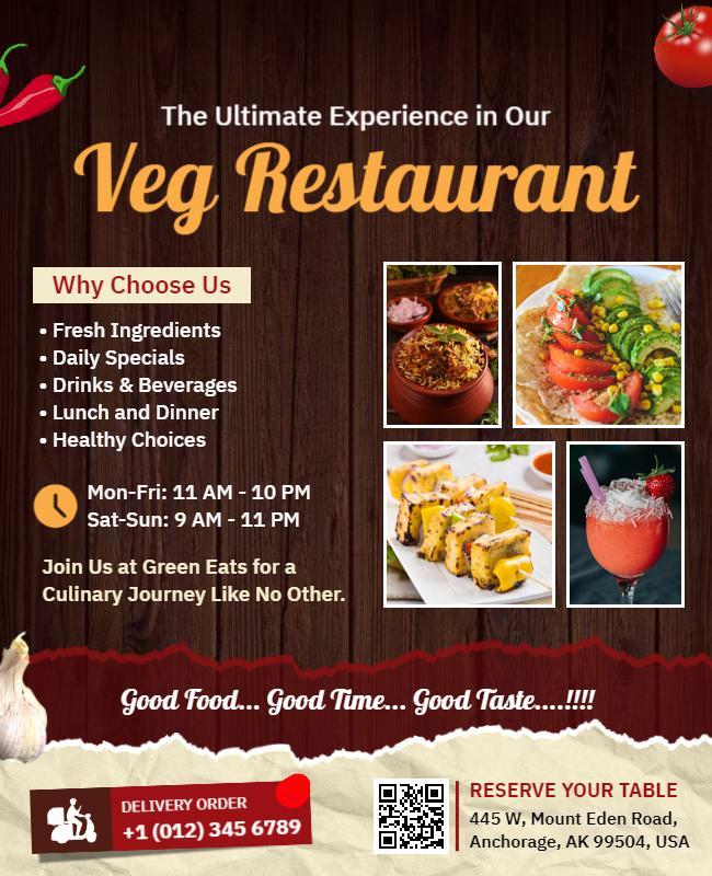 Vegetarian Restaurant Dining Experience Flyer Template