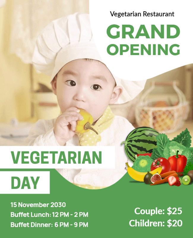 Vegetarian Restaurant Grand Opening Flyer Template