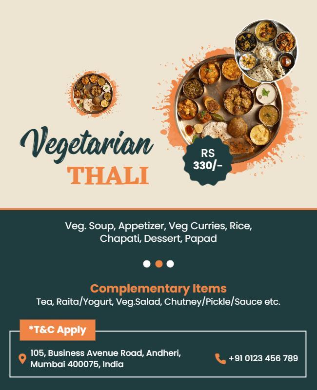 Vegetarian Thali Promotional Flyer Template