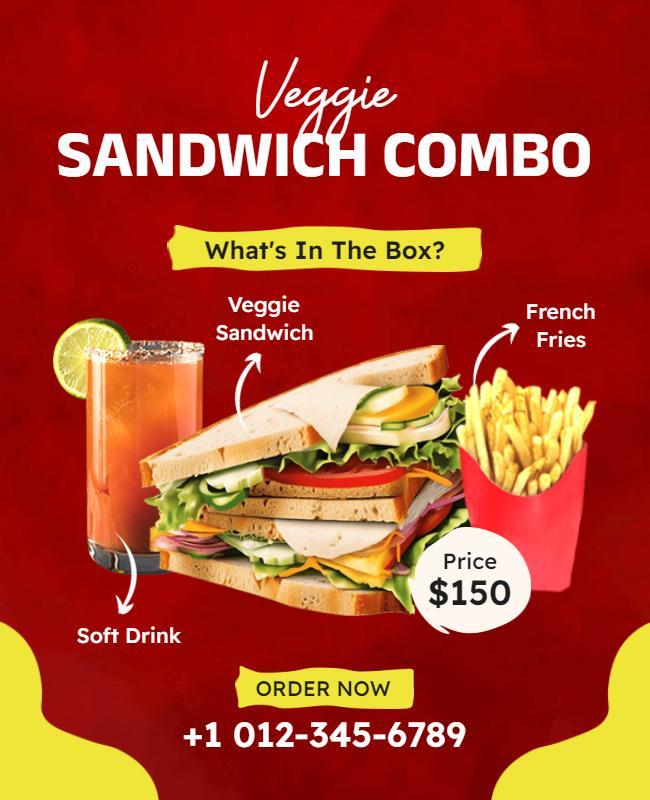 Veggie Sandwich Combo Meal Promotion Flyer Template