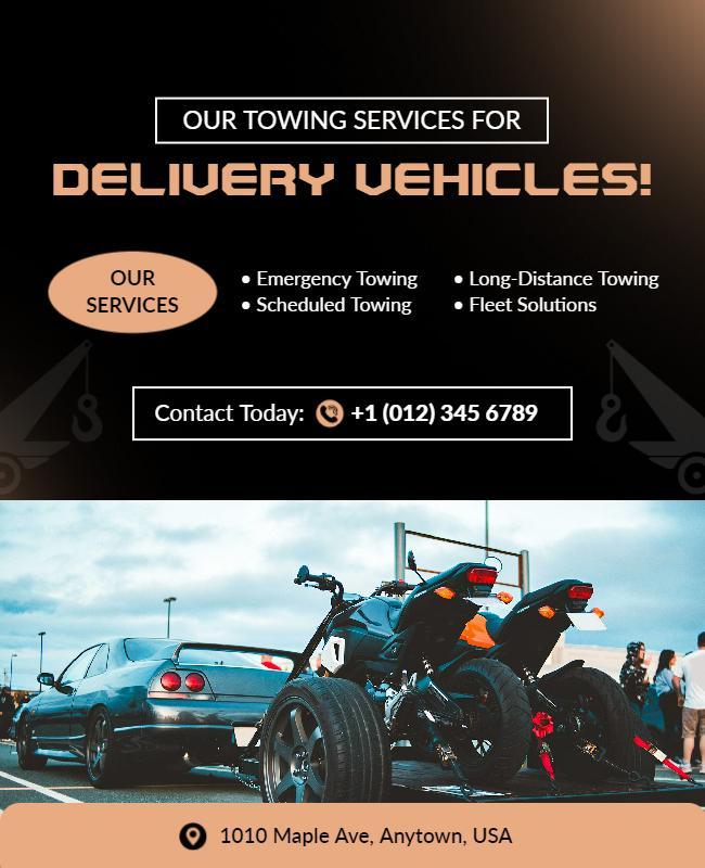 Vehicle Towing Services Advertisement Flyer Template