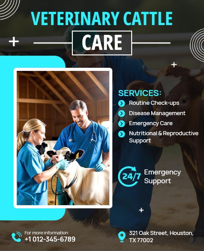 Veterinary Cattle Care Services Flyer Template