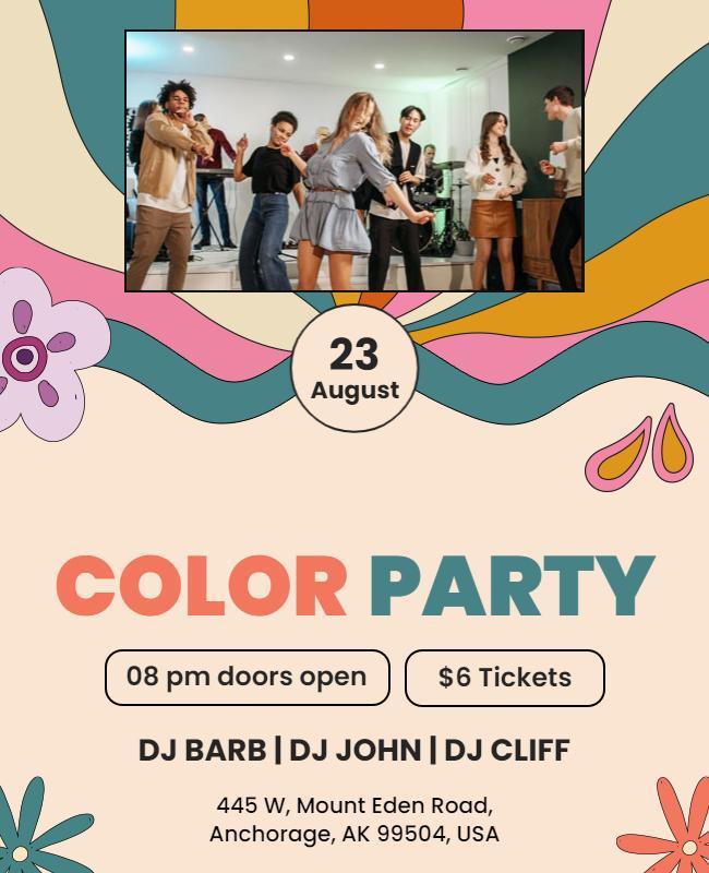 Vibrant Color Dance Party Flyer Template