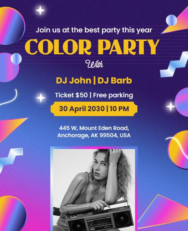 Vibrant Color Party Event Flyer Template