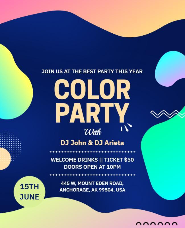 Vibrant Dj Color Party Event Flyer Template