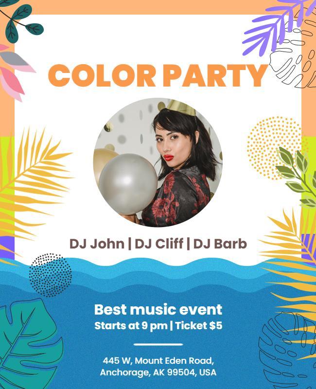 Vibrant Dj Color Party Event Flyer Template