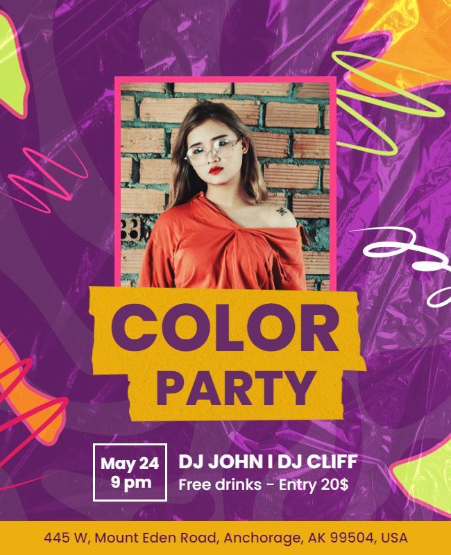 Vibrant Dj Night Color Party Flyer Template