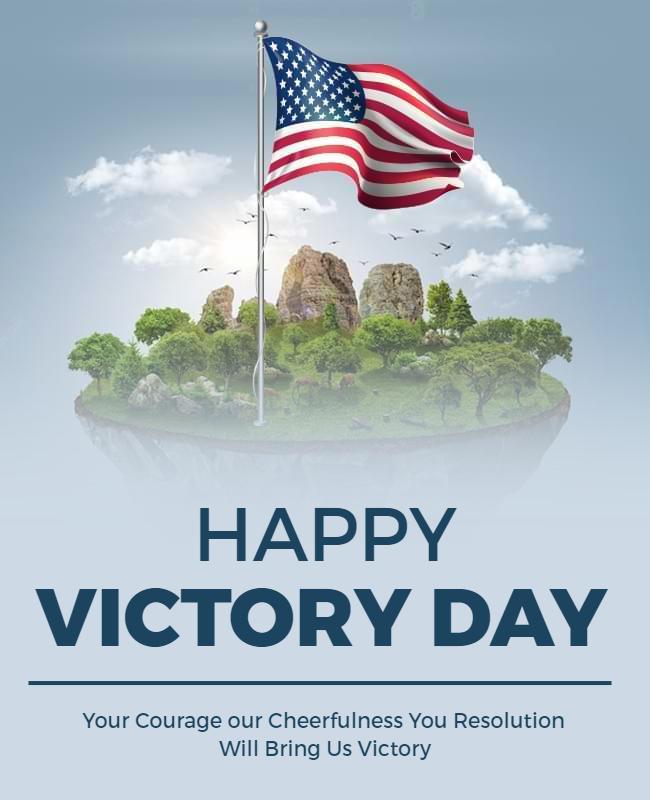 Victory Day Celebration Flyer with American Flag Template