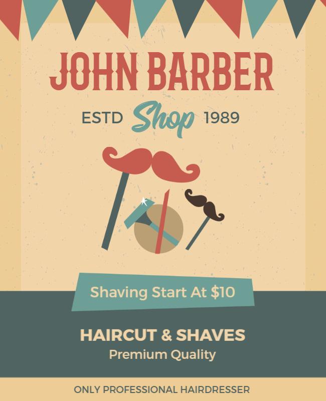 Vintage Barber Advertisement Flyer Template