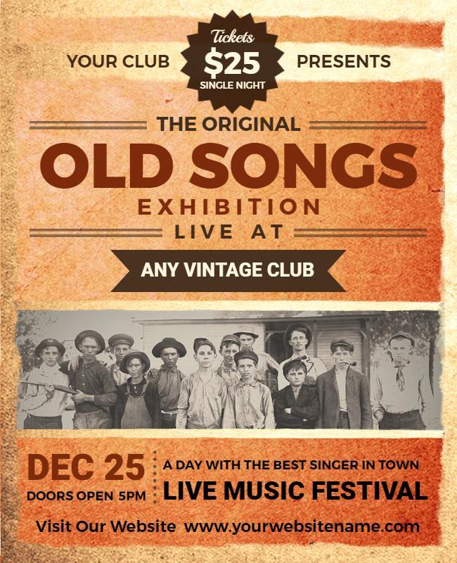 Vintage Old Songs Music Festival Flyer Template