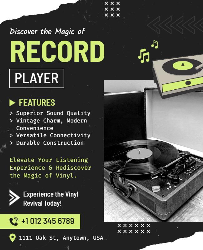 Vinyl Record Player Promotion Flyer Template