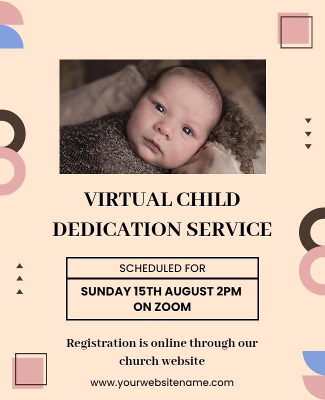 Virtual Child Dedication Service Announcement Flyer Template