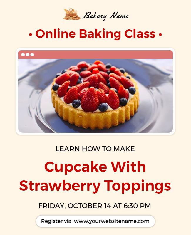 Virtual Cupcake Baking Class Flyer Template