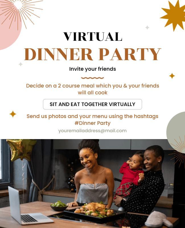 Virtual Family Dinner Party Celebration Flyer Template