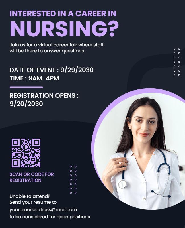 Virtual Nursing Career Fair Flyer Template