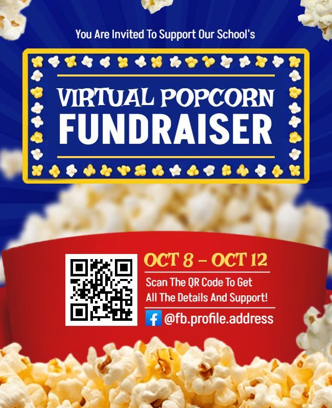 Virtual Popcorn Fundraiser School Event Flyer Template