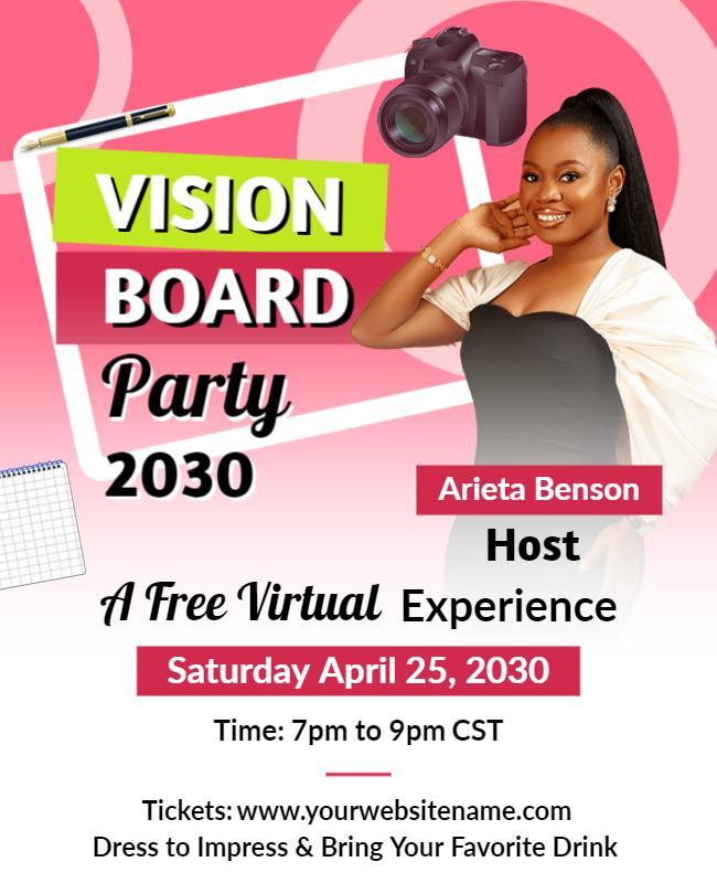 Virtual Vision Board Party Invitation Flyer Template