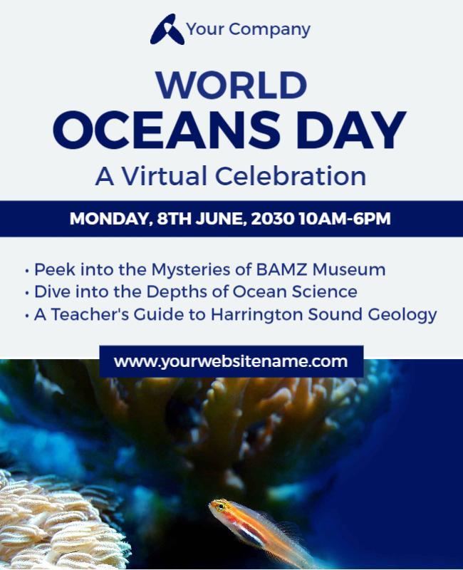 Virtual World Oceans Day Celebration Flyer Template