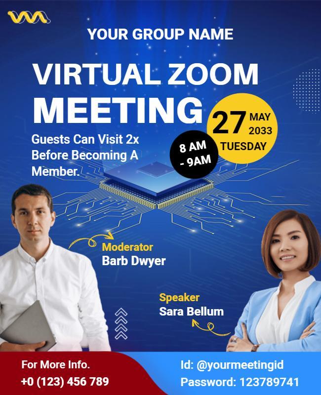 Virtual Zoom Meeting Invitation Flyer Template