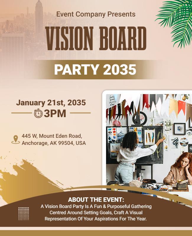 Vision Board Goal Setting Party Flyer Template