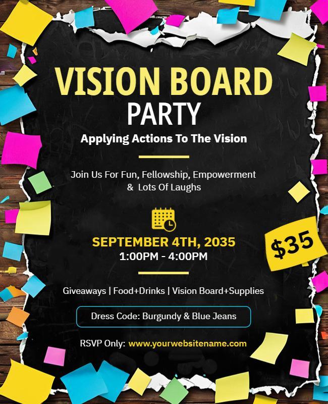 Vision Board Themed Party Flyer Template