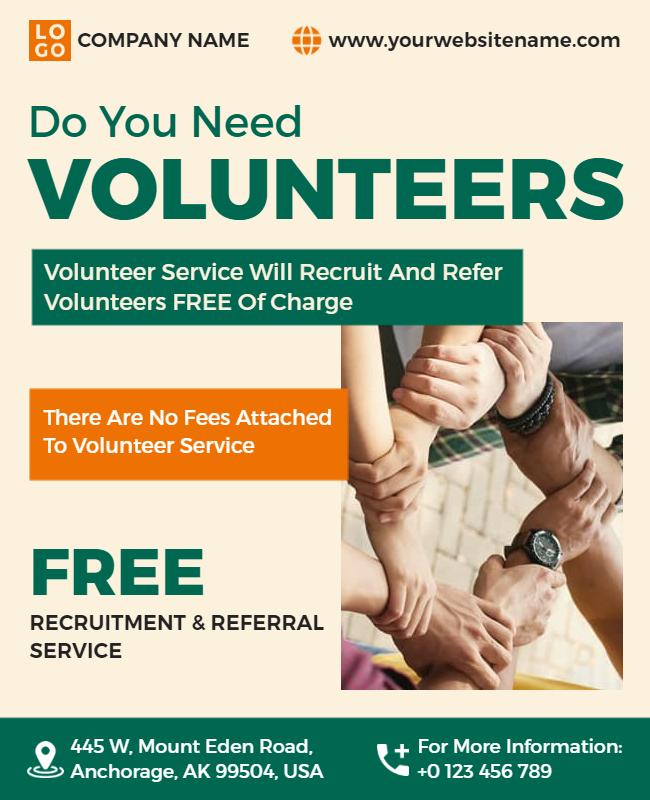 Volunteer Recruitment and Referral Service Flyer Template