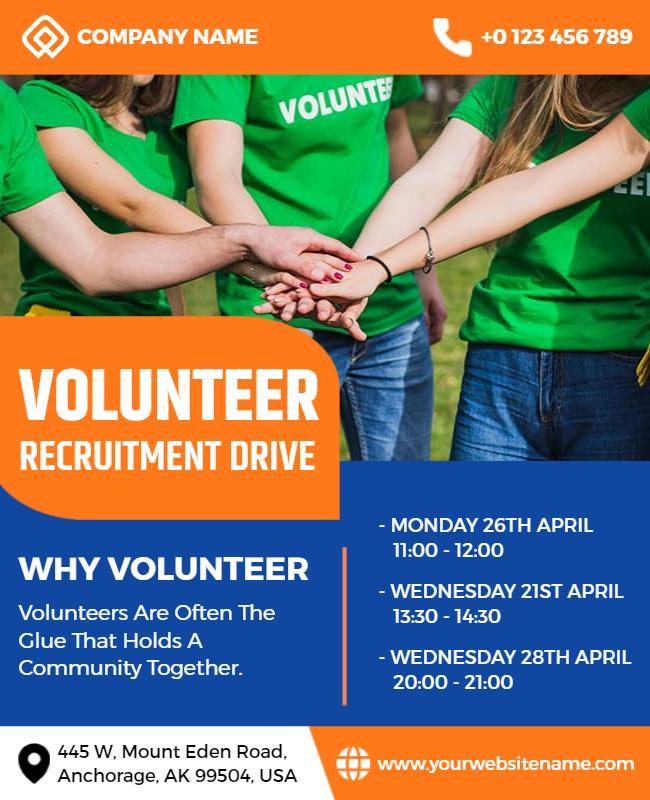 Volunteer Recruitment Drive Event Flyer Template