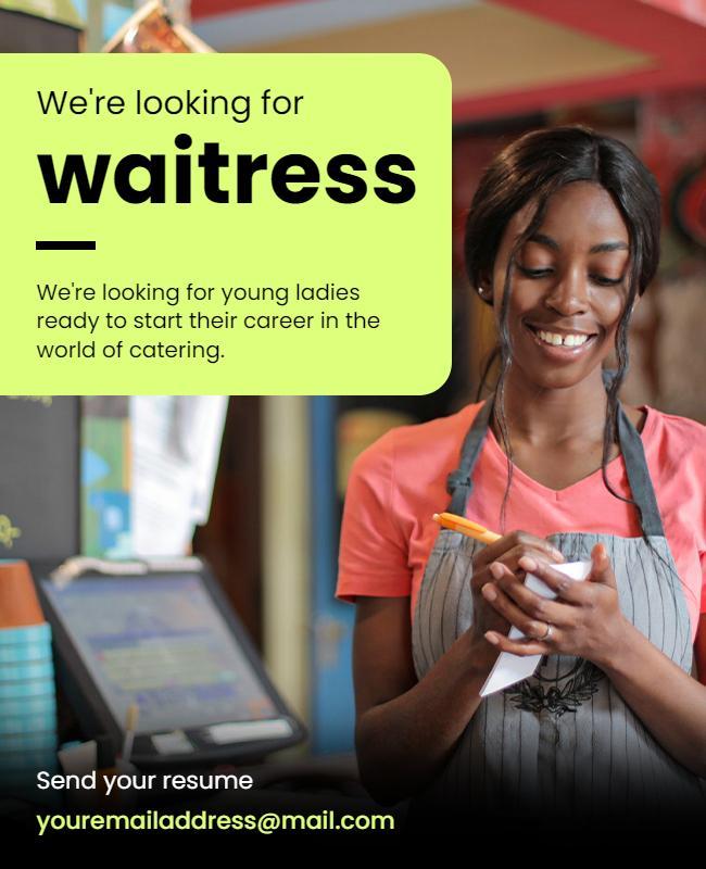 Waitress Job Vacancy Announcement Flyer Template