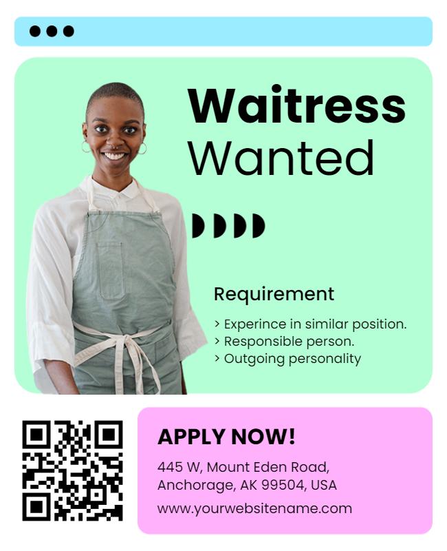 Waitress Job Vacancy Announcement Flyer Template