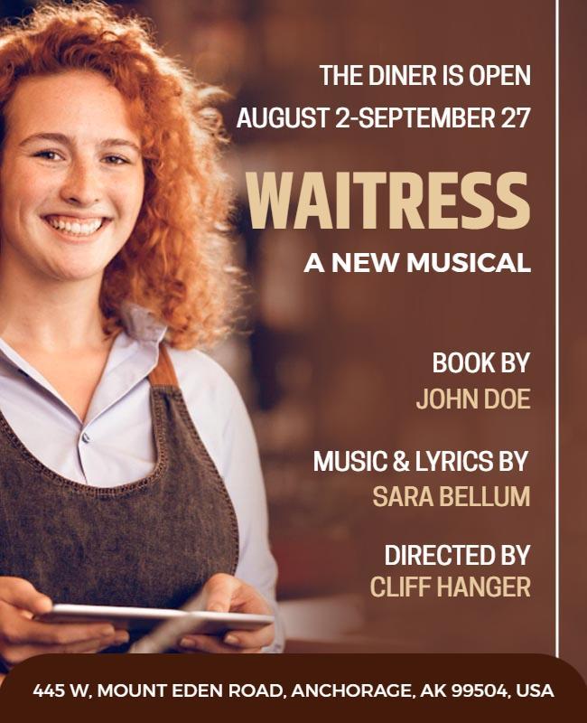 Waitress Musical Theater Performance Flyer Template