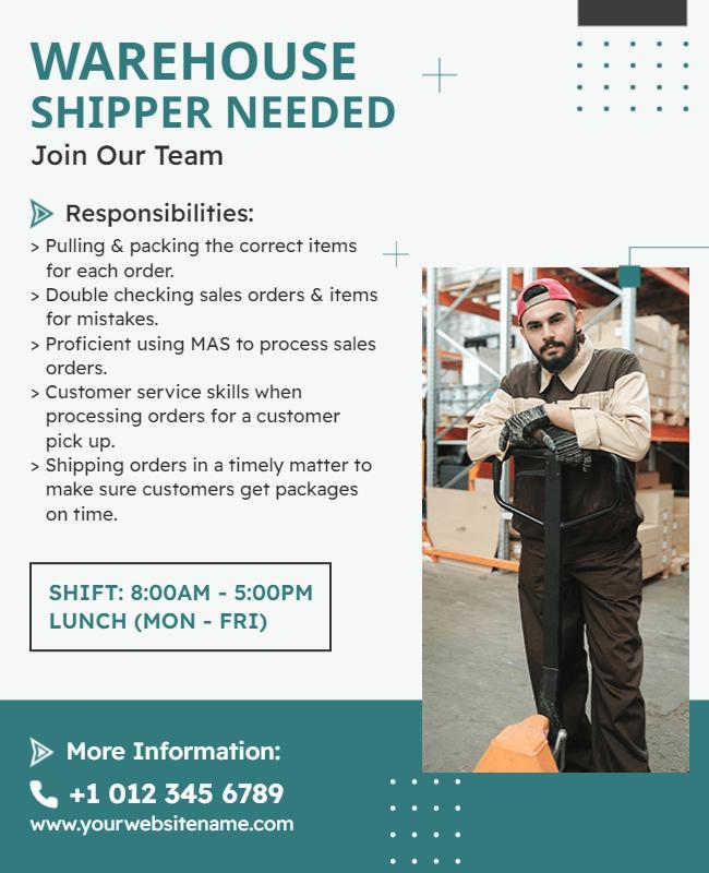 Warehouse Shipper Recruitment Flyer Template