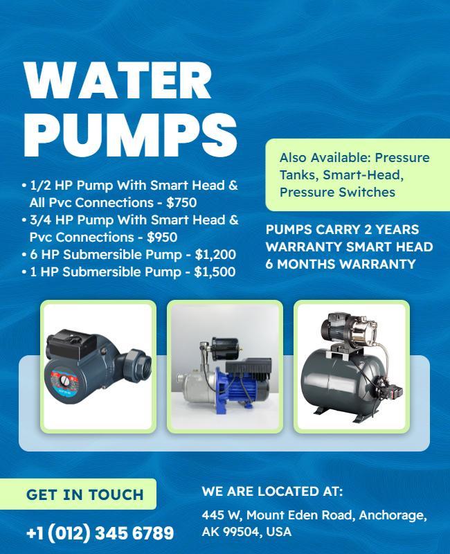 Water Pumps Sale Promotional Flyer Template