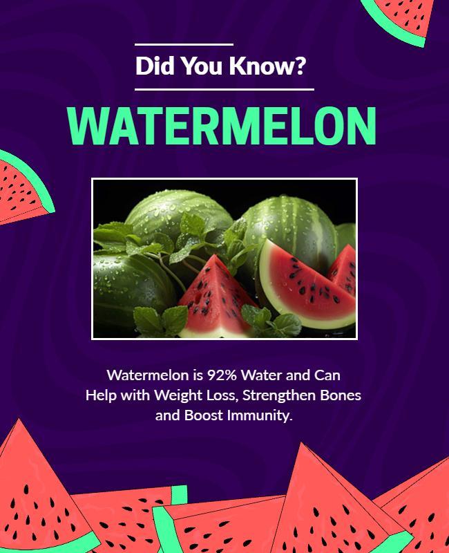 Watermelon Health Benefits Informational Flyer Template