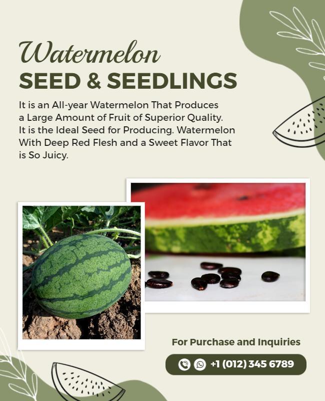 Watermelon Seed and Seedlings Promotion Flyer Template