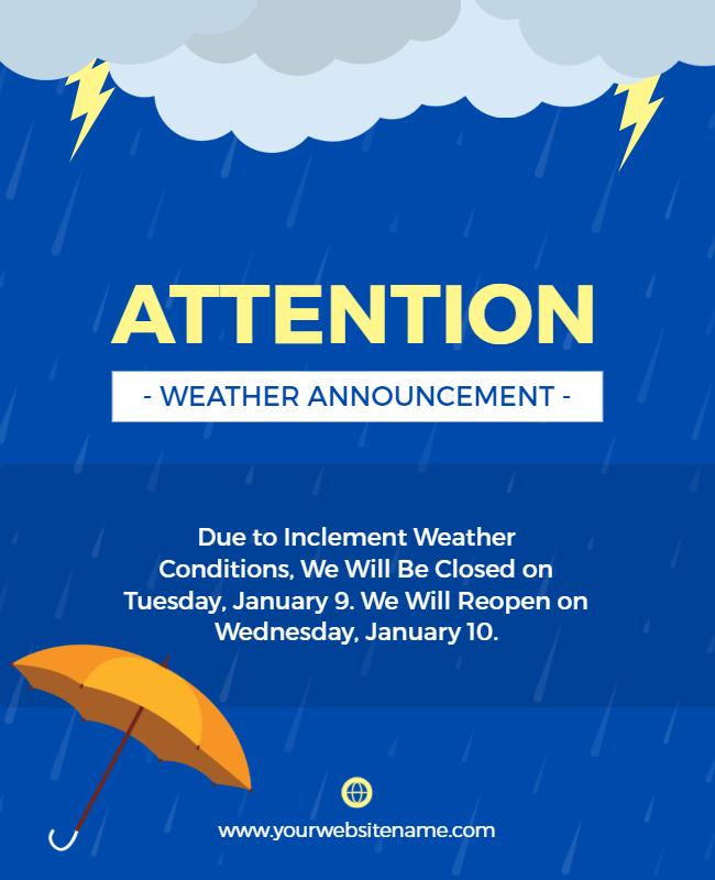 Weather Closure Announcement Flyer Template