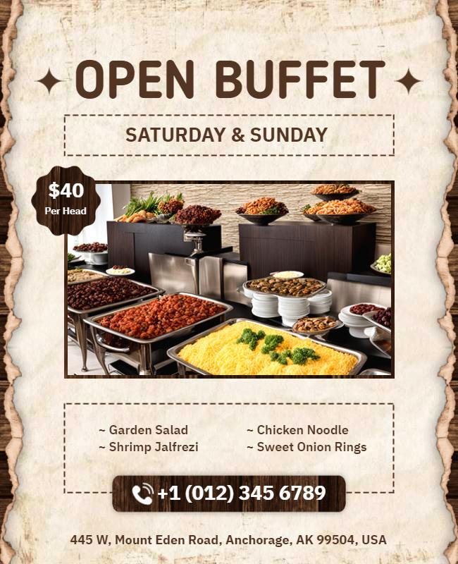 Weekend Open Buffet Promotion Flyer Template