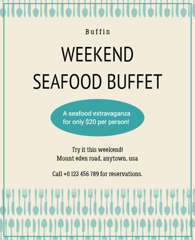 Weekend Seafood Buffet Promotional Flyer Template