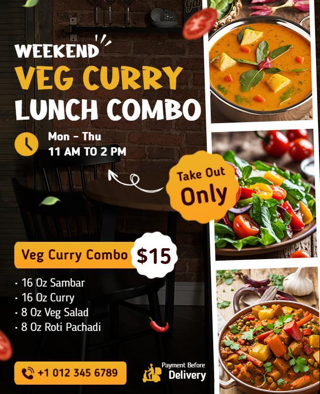 Weekend Veg Curry Lunch Combo Flyer Template