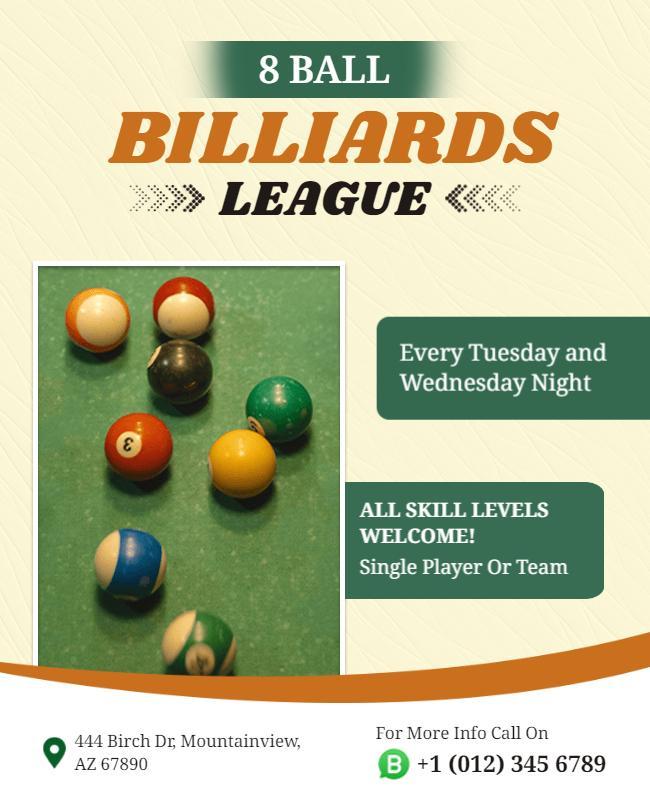 Weekly Billiards League Event Flyer Template