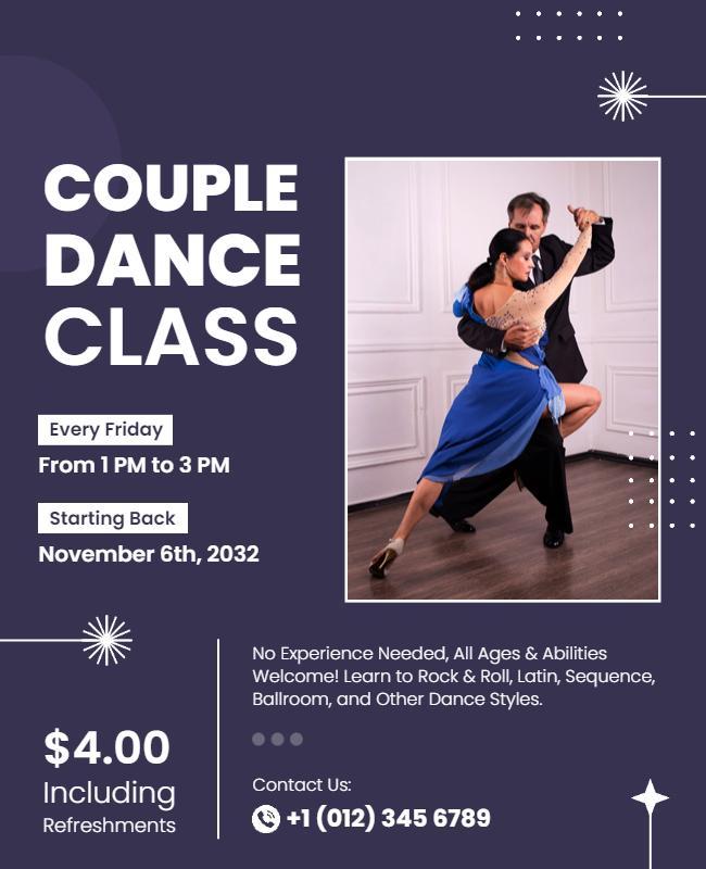 Weekly Couple Dance Class Event Flyer Template