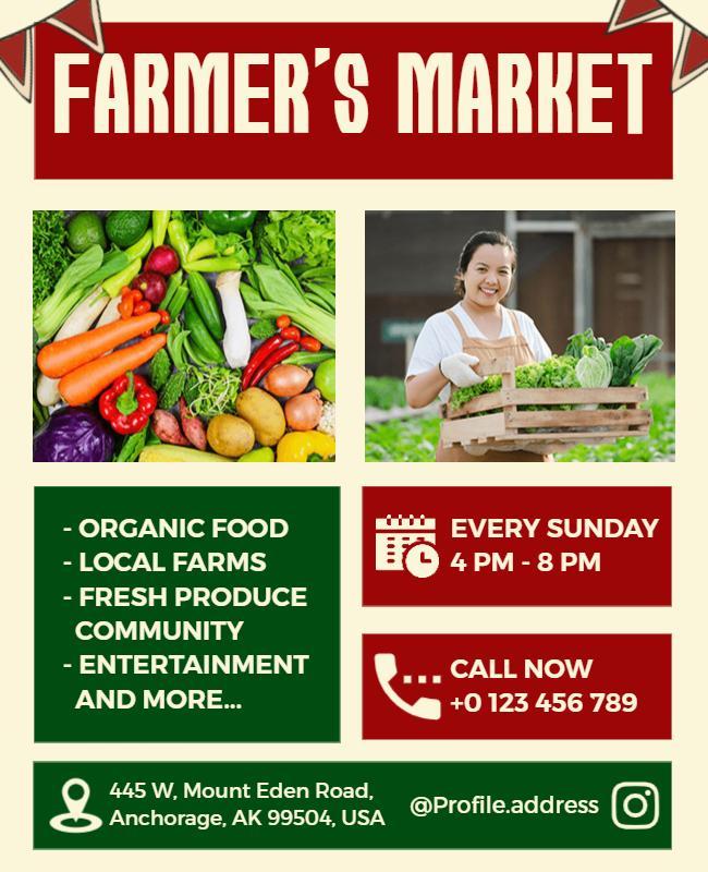 Weekly Farmers Market Organic Produce Flyer Template