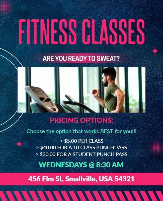 Weekly Fitness Classes Promotional Flyer Template