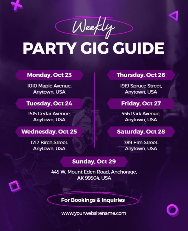 Weekly Party Event Guide Flyer Template