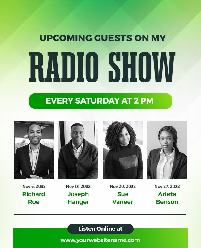 Weekly Radio Show Guest Lineup Flyer Template