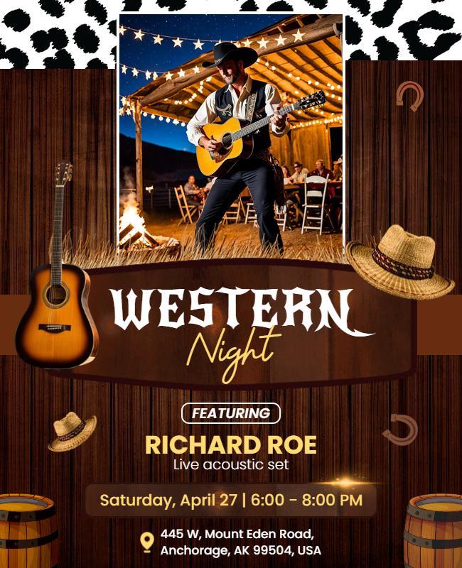 Western Acoustic Night Event Flyer Template