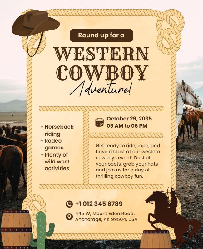 Western Cowboy Adventure Event Flyer Template