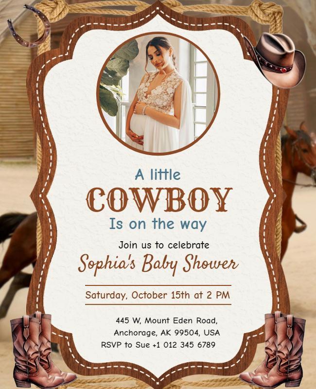 Western Cowboy Baby Shower Celebration Flyer Template